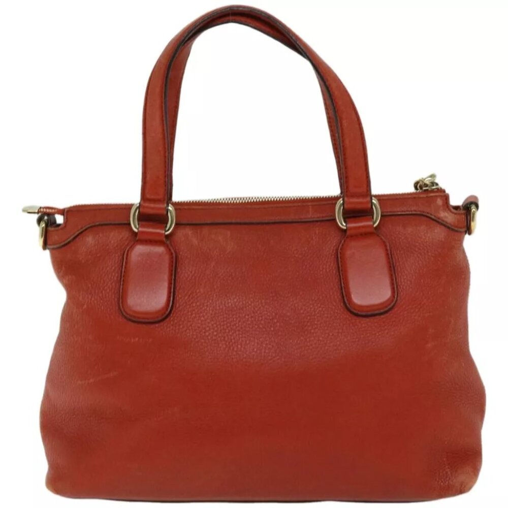 GUCCI Soho Hand Bag Leather 2way Orange - Picture 3 of 7